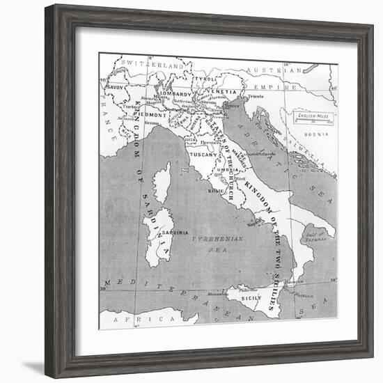 Map of Italy in 1815, from 'Europe in the Nineteenth Century: an Outline History, Published in 1916-null-Framed Giclee Print