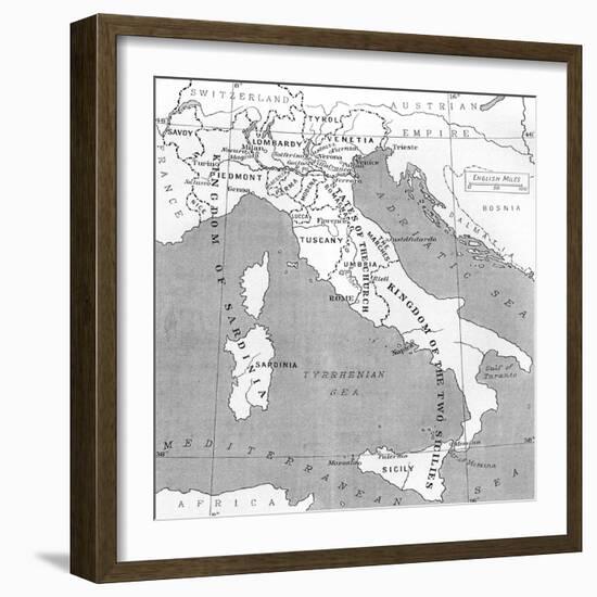 Map of Italy in 1815, from 'Europe in the Nineteenth Century: an Outline History, Published in 1916-null-Framed Giclee Print