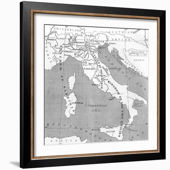 Map of Italy in 1815, from 'Europe in the Nineteenth Century: an Outline History, Published in 1916-null-Framed Giclee Print