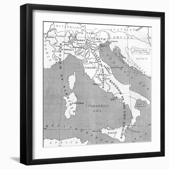 Map of Italy in 1815, from 'Europe in the Nineteenth Century: an Outline History, Published in 1916-null-Framed Giclee Print