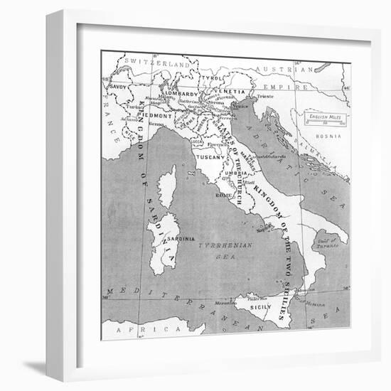 Map of Italy in 1815, from 'Europe in the Nineteenth Century: an Outline History, Published in 1916-null-Framed Giclee Print