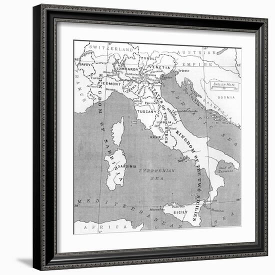 Map of Italy in 1815, from 'Europe in the Nineteenth Century: an Outline History, Published in 1916-null-Framed Giclee Print