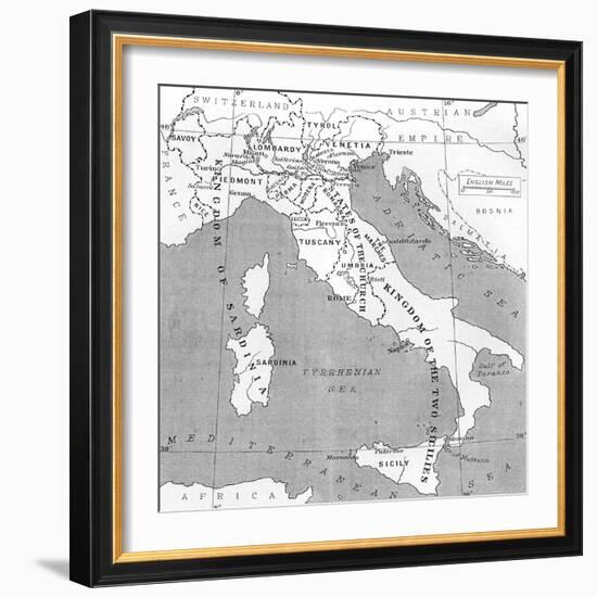 Map of Italy in 1815, from 'Europe in the Nineteenth Century: an Outline History, Published in 1916-null-Framed Giclee Print