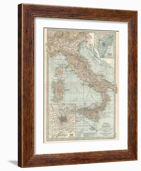 Map of Italy. Insets of Rome (Roma) and Vicinity, and Venice (Venezia) and Vicinity-Encyclopaedia Britannica-Framed Art Print