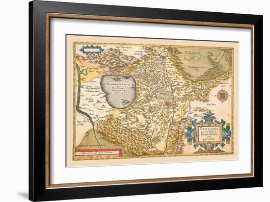 Map of Italy near Florence-Abraham Ortelius-Framed Art Print