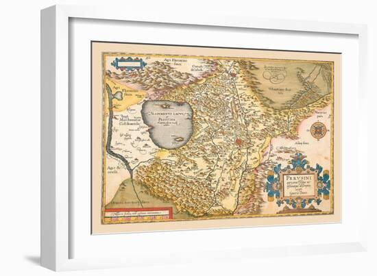 Map of Italy near Florence-Abraham Ortelius-Framed Art Print