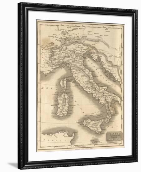 Map of Italy with the Alpine Country-T. Clerk-Framed Premium Giclee Print