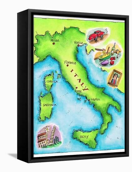 Map of Italy-Jennifer Thermes-Framed Premier Image Canvas