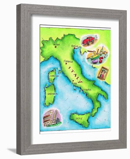 Map of Italy-Jennifer Thermes-Framed Photographic Print