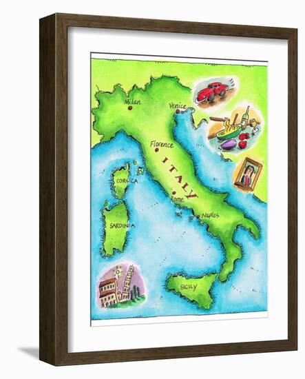 Map of Italy-Jennifer Thermes-Framed Photographic Print