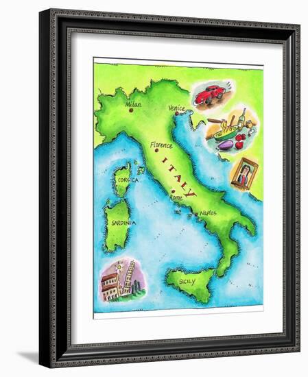 Map of Italy-Jennifer Thermes-Framed Photographic Print