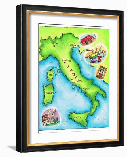 Map of Italy-Jennifer Thermes-Framed Photographic Print