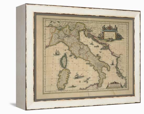 Map of Italy-Joan Blaeu-Framed Premier Image Canvas