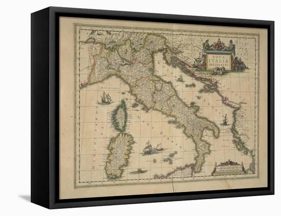 Map of Italy-Joan Blaeu-Framed Premier Image Canvas