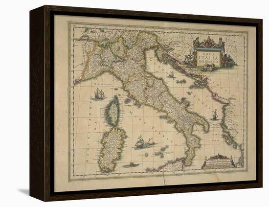 Map of Italy-Joan Blaeu-Framed Premier Image Canvas