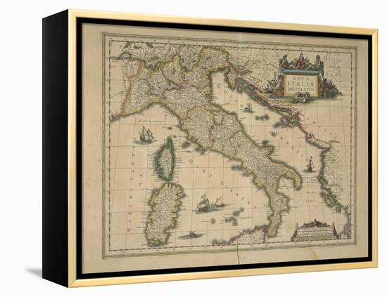 Map of Italy-Joan Blaeu-Framed Premier Image Canvas