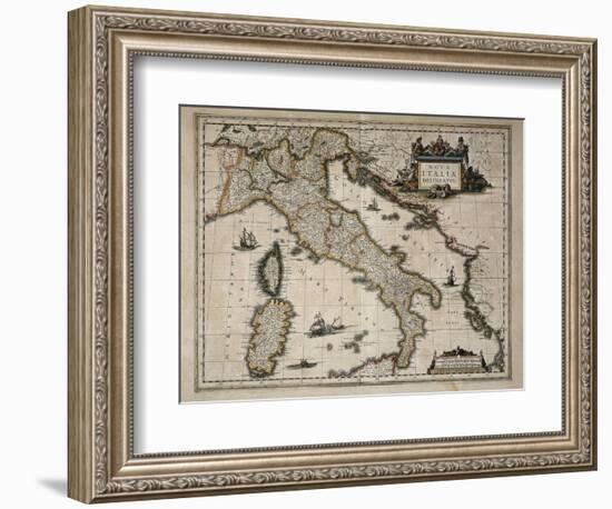 Map of Italy-William and Jan Blaeu-Framed Art Print