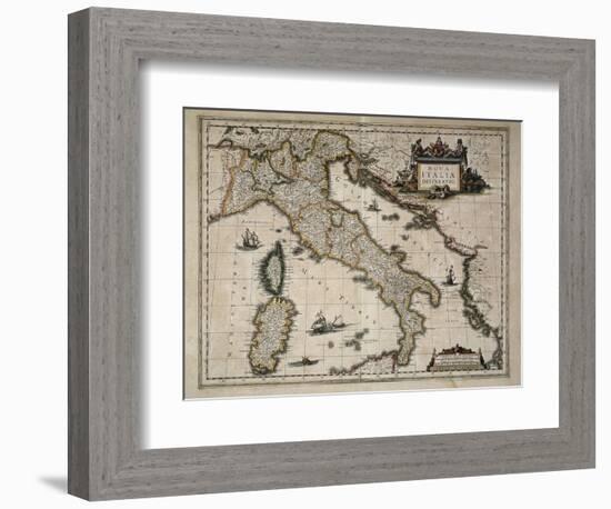 Map of Italy-William and Jan Blaeu-Framed Art Print