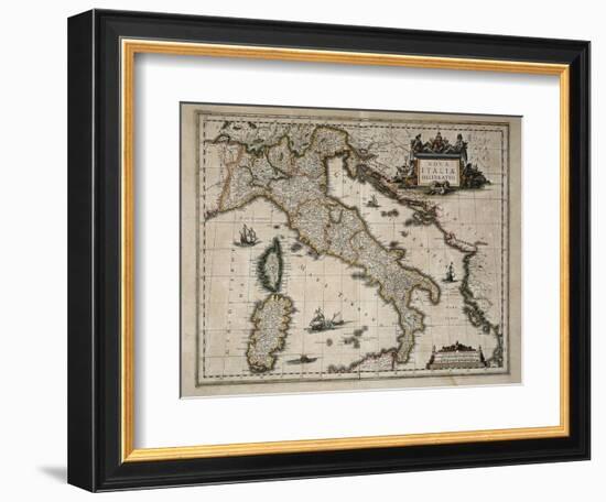 Map of Italy-William and Jan Blaeu-Framed Art Print