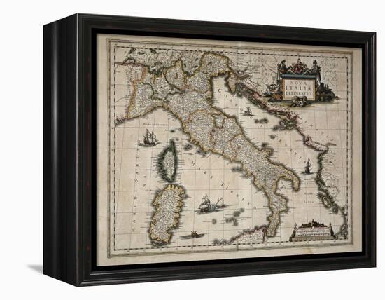 Map of Italy-William and Jan Blaeu-Framed Stretched Canvas