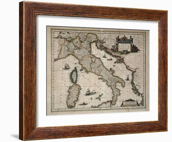 Map of Italy-William and Jan Blaeu-Framed Art Print