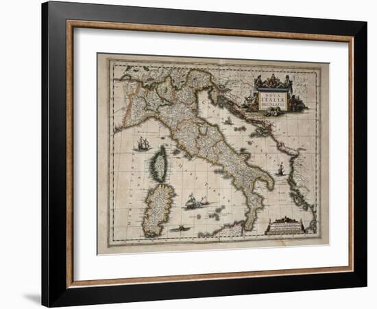 Map of Italy-William and Jan Blaeu-Framed Art Print