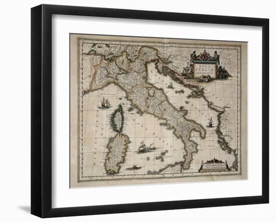 Map of Italy-William and Jan Blaeu-Framed Art Print