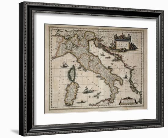 Map of Italy-William and Jan Blaeu-Framed Art Print