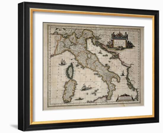 Map of Italy-William and Jan Blaeu-Framed Art Print