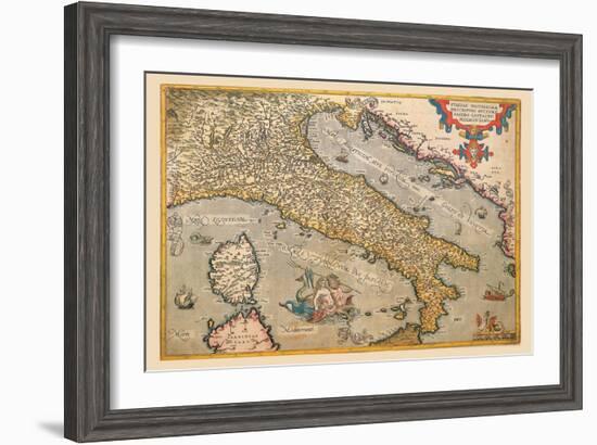 Map of Italy-Abraham Ortelius-Framed Art Print