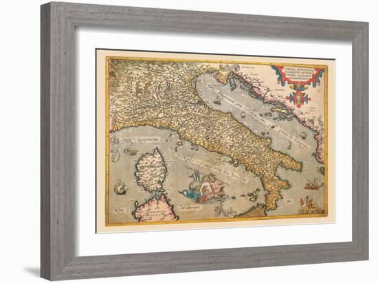 Map of Italy-Abraham Ortelius-Framed Art Print