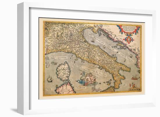 Map of Italy-Abraham Ortelius-Framed Art Print