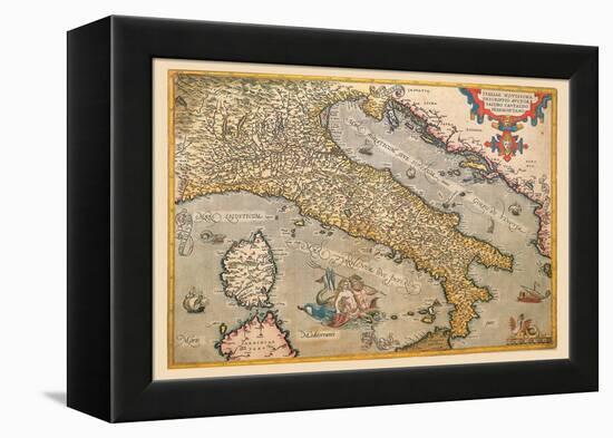 Map of Italy-Abraham Ortelius-Framed Stretched Canvas