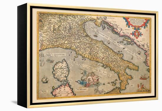 Map of Italy-Abraham Ortelius-Framed Stretched Canvas