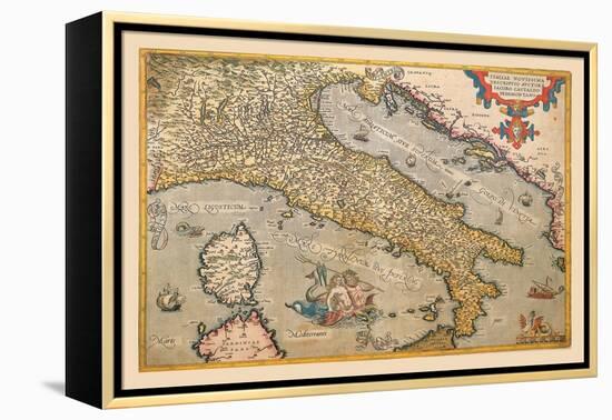 Map of Italy-Abraham Ortelius-Framed Stretched Canvas