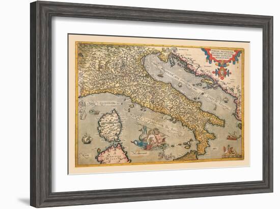 Map of Italy-Abraham Ortelius-Framed Art Print