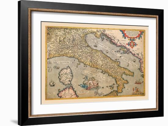 Map of Italy-Abraham Ortelius-Framed Art Print