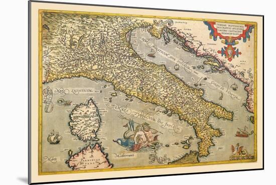 Map of Italy-Abraham Ortelius-Mounted Art Print