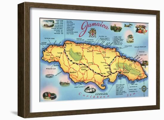 Map of Jamaica-null-Framed Art Print