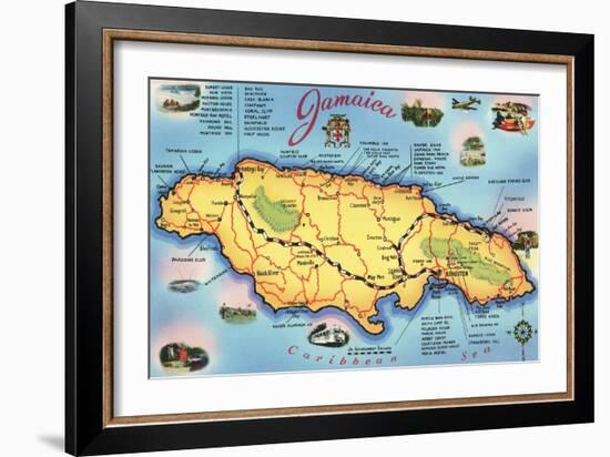 Map of Jamaica-null-Framed Art Print