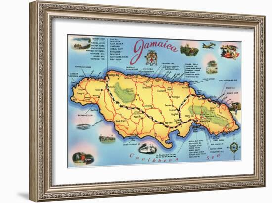 Map of Jamaica-null-Framed Premium Giclee Print