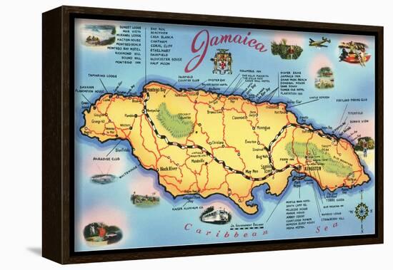 Map of Jamaica-null-Framed Art Print