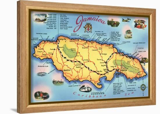 Map of Jamaica-null-Framed Art Print