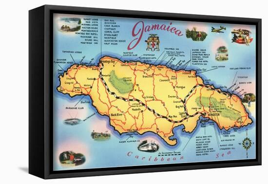 Map of Jamaica-null-Framed Art Print