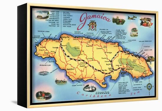 Map of Jamaica-null-Framed Art Print