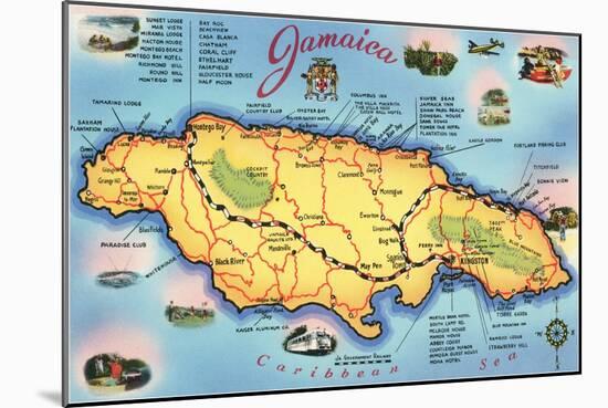 Map of Jamaica-null-Mounted Art Print