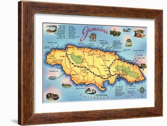 Map of Jamaica-null-Framed Premium Giclee Print