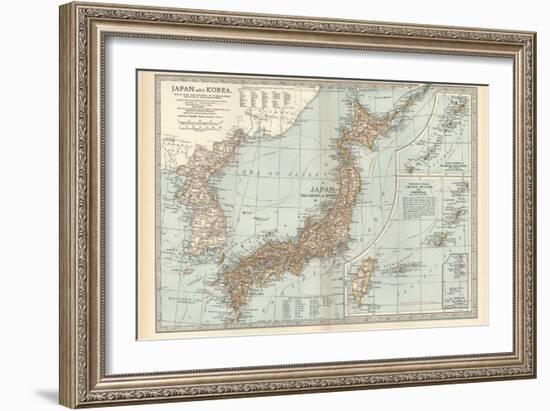 Map of Japan and Korea. Insets of Kurile Islands and Liu-Kiu Islands and Formosa (Taiwan)-Encyclopaedia Britannica-Framed Art Print