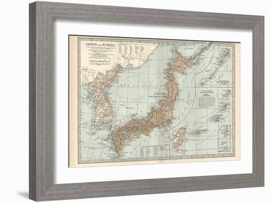 Map of Japan and Korea. Insets of Kurile Islands and Liu-Kiu Islands and Formosa (Taiwan)-Encyclopaedia Britannica-Framed Art Print