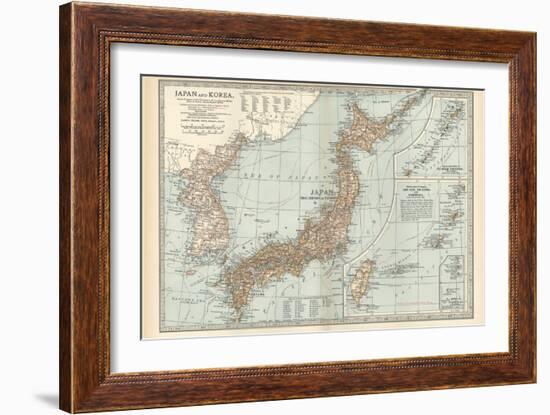 Map of Japan and Korea. Insets of Kurile Islands and Liu-Kiu Islands and Formosa (Taiwan)-Encyclopaedia Britannica-Framed Art Print